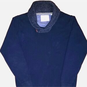VTG Weatherproof Shawl Collar Neck Toggle Navy Sweater XL Fisherman Cottage Prep